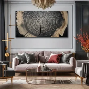 24x48 Canvas Wall Art Tree Ring Art Modern Abstract Painting