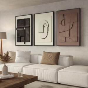 24x36 3D Textured Framed Abstract Wall Art