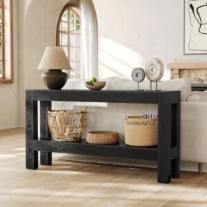 63-Inch Black Console Table for Entryway