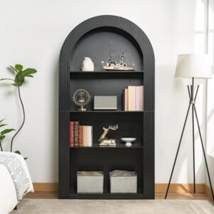 78.74" Arched 4 Shelf Wood Bookcase