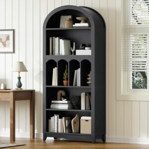 70.9" Tall Arch Bookcase with Storage