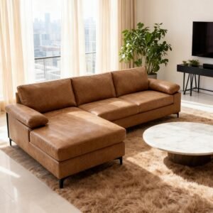 Faux Leather Modular Sectional Sofa, 100"