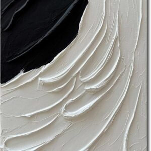 Hand Painted Thick Textured Black and White Wall Art 28x40