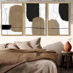 Neutral Beige Mid Century Textured Artwork 16x24