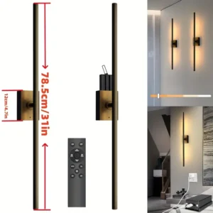31" | 2 Pack Cordless LED Wall Sconces with Remote - Dimmable 3000K-6000K Battery Operated Wall Lights