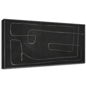 30x60 Black Abstract Art W/Frame