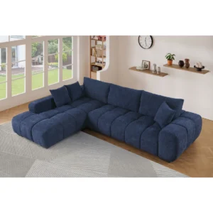 Laramie Dean Navy Blue Chenille Sectional 117"