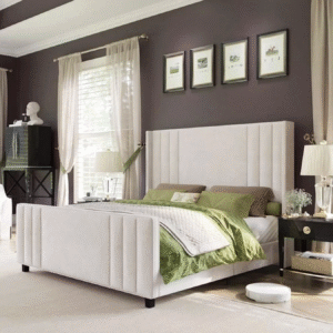 Lorine Velvet Upholstered Platform Bed | Cream
