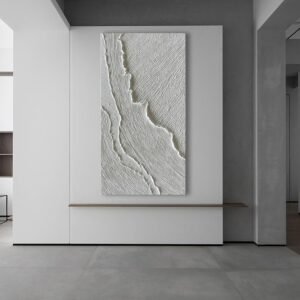 Nicolai Abstract White Brushstroke Canvas | Unframed 30"x60"