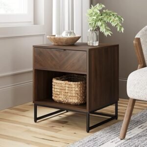 Todani Nightstand Side Accent | Walnut | Set of 2