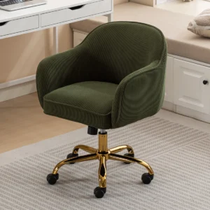 Velvet Office Swivel Chair Height Adjustable | Green