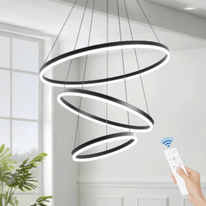 3-Rings LED Black Chandelier