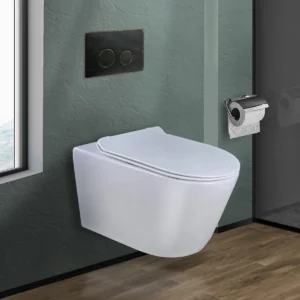 Oil Rubbed Bronze Plate | Wall Mounted Dual-Flush Water Elongated Toilet