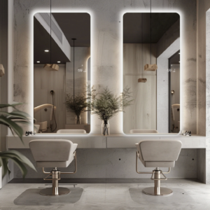 Custom 58" x 40" Backlit Full Height Vanity Mirror | Frameless