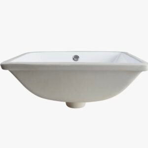 Rectangular Under-Mount Bathroom Sink with Overflow Drain