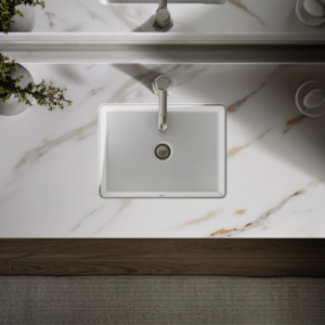 Rectangular Under-Mount Bathroom Sink with Overflow Drain
