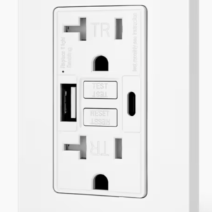 15/20 Amp SmartlockPro Self-Test GFCI Combination 24-Watt (4.8 Amp) Type A/C USB In-Wall Charger Duplex Outlet, White