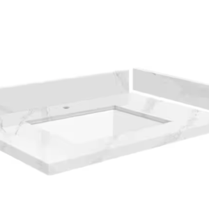 28.5 in. W x 22.25 in. D Quartz White Rectangular Single Sink Vanity Top in Calacatta Gold